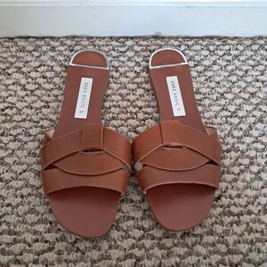 Zara Basic Sandals Sliders Women's 37 7 Brown Braided Classic Summer Beach